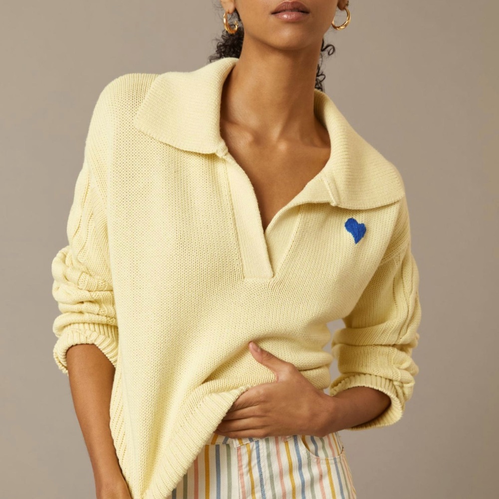 Kerri Rosenthal Sydney Polo Sweater Tennis Core Small